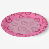 任意の背景色のピンクのハート紙プレート ペーパープレート (アングル)