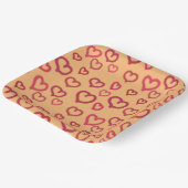 任意の背景色のピンクハート紙プレートP ペーパープレート (傾斜あり)