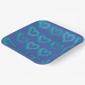 任意の背景色の青いハート紙プレート ペーパープレート (傾斜あり)