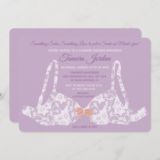 任意の背景色ランジェリー招待状 招待状 (正面/裏面)