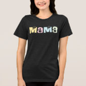 任意の色かわいいレトロフローラママMAMA トライブレンドTシャツ (正面)