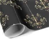 任意の色と金ゴールドシャンデリアのオーバーレイ ラッピングペーパー (ロールコーナー)