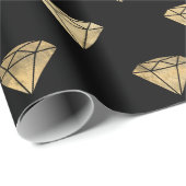 任意の色と金ゴールドダイヤモンドパターンオーバーレイ ラッピングペーパー (ロールコーナー)