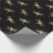 任意の色と金ゴールドトンボのオーバーレイ ラッピングペーパー (角)
