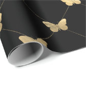 任意の色と金ゴールドバタフライオーバーレイ ラッピングペーパー (ロールコーナー)