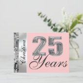 任意の色と25歳の誕生日パーティーの招待 招待状 (スタンド正面)