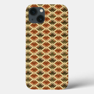任意の色に赤い菱形のグラフィカルパターン iPhone 13ケース