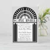 任意の色のはっきりしたアールデコスタイル結婚式招待状 招待状 (スタンド正面)