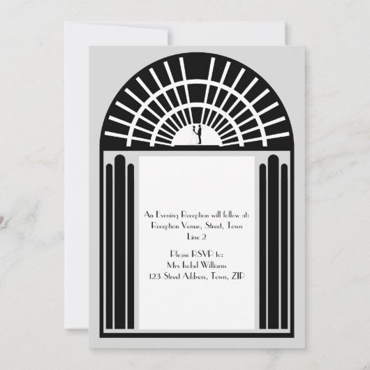 任意の色のはっきりしたアールデコスタイル結婚式招待状 招待状 (裏面)