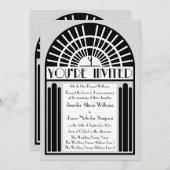 任意の色のはっきりしたアールデコスタイル結婚式招待状 招待状 (正面/裏面)