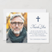 任意の色のクロス写真葬儀悔やみや弔慰感謝していあなた サンキューカード (正面)