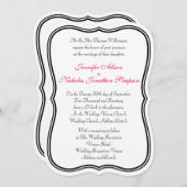 任意の色のシンプルな二重枠付きブラケット型ウェディング 招待状 (正面/裏面)