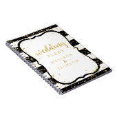 任意の色のストライプ紙吹雪と金ゴールドウェディングプランナー ノートブック (右側)