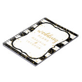 任意の色のストライプ紙吹雪と金ゴールドウェディングプランナー ノートブック (左側)