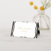 任意の色のストライプ金ゴールドと紙吹雪テーブル番号 プレイスカード (裏面)