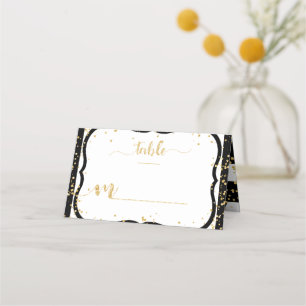 任意の色のストライプ金ゴールドと紙吹雪テーブル番号 プレイスカード