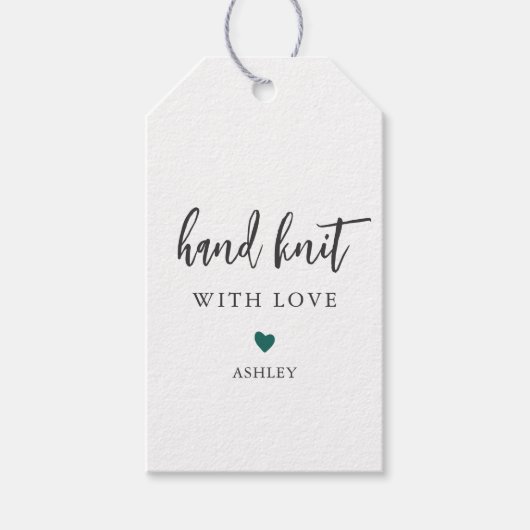 任意の色のハート手編み愛と手作り ギフトタグ (正面)