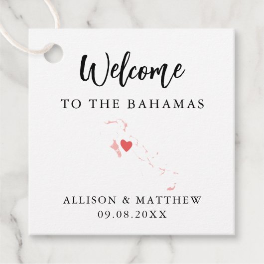 任意の色のバハマ結婚の歓迎バッグ フェイバータグ (正面)