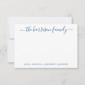 任意の色のパーソナライズされたスクリプトファミリのノートカード サンキューカード (正面)