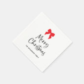 任意の色のリボン | おしゃれなコケッティー メリークリスマス スタンダードカクテルナプキン (角)