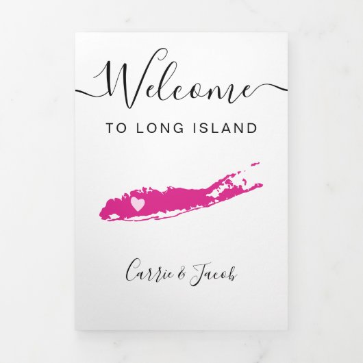 任意の色のロングアイランド結婚の歓迎の旅程 三つ折りプログラム (カバー)