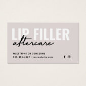 任意の色の口唇のフィラーに関するアフターケアおよびカード (正面)