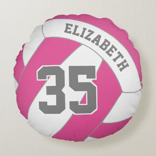任意の色の女の子のバレーボールを選カスタム択する ラウンドクッション (正面)