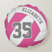 任意の色の女の子のバレーボールを選カスタム択する ラウンドクッション (裏面)