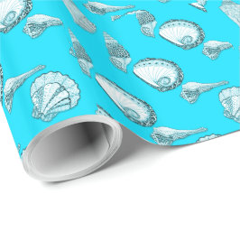 任意の色の手描き貝殻 ラッピングペーパー