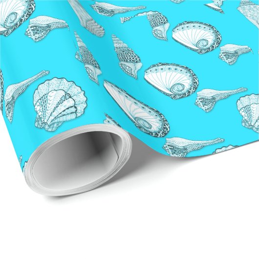 任意の色の手描き貝殻 ラッピングペーパー (ロールコーナー)