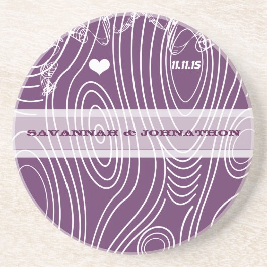 任意の色の木目の木の日付コースターを保存 コースター (正面)