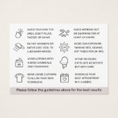 任意の色の糖化された脱毛アフターケアカード (裏面)