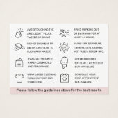 任意の色の糖化された脱毛アフターケアカード (裏面)