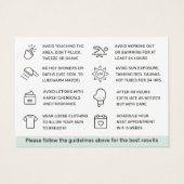 任意の色の糖化された脱毛アフターケアカード (裏面)