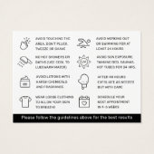 任意の色の糖化された脱毛アフターケアカード (裏面)