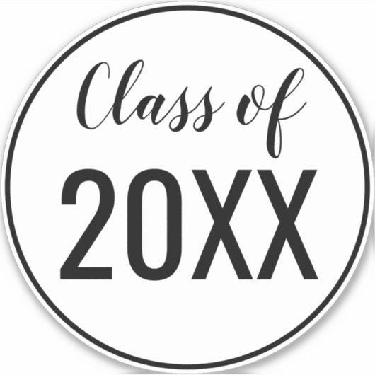 任意の色の組み合わせの卒業年のクラス縁ど シール (正面)