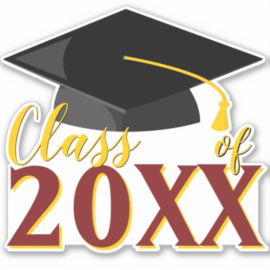 任意の色の組み合わせ卒業年卒業 シール (正面)