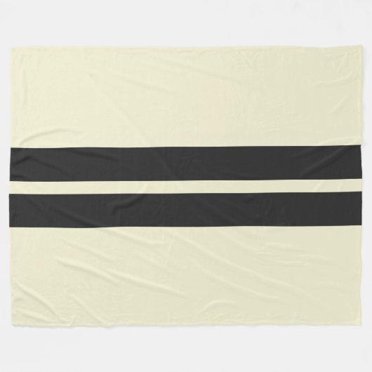 任意の色の背景と黒のカーレースストライプ フリースブランケット (正面(横))