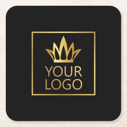 任意の色の背景のロゴ スクエアペーパーコースター (正面)