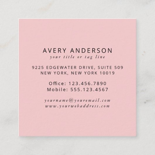 任意の色の背景のロゴ スクエア名刺 (裏面)