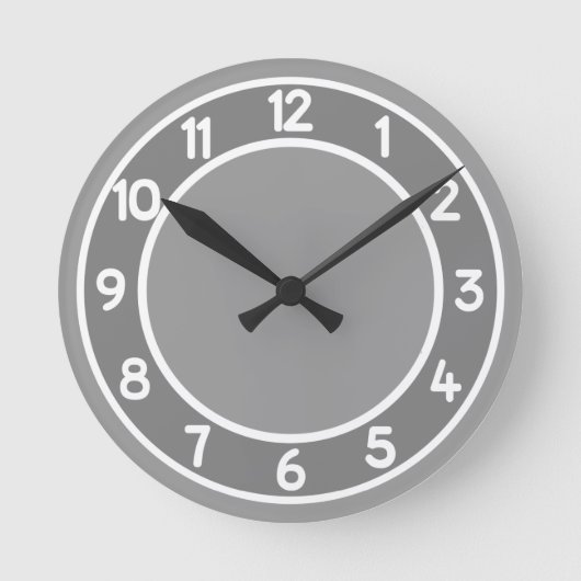 任意の色の背景の壁時計のグレーと白 ラウンド壁時計 (正面)