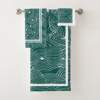 任意の色の背景の抽象的なアントファームキッチンアート バスタオルセット