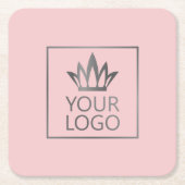 任意の色の背景の正方形のロゴ スクエアペーパーコースター (正面)