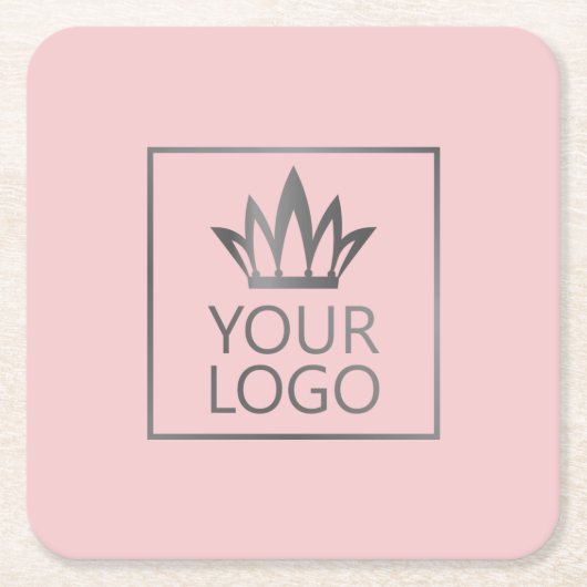 任意の色の背景の正方形のロゴ スクエアペーパーコースター (正面)