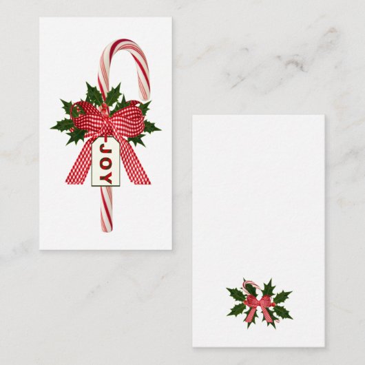 任意の色の背景キャンディーケーン"喜び"クリスマス エンクロージャーカード (正面/裏面)