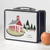 任意の色の背景ワンルームスクールハウス メタルランチボックス (インサイチュ)