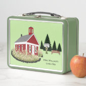 任意の色の背景先生の校舎エレガント メタルランチボックス (インサイチュ)