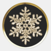 任意の色の背景金ゴールドクリスタルスノーフレークシール ラウンドシール (正面)