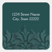 任意の色の背景3Dルック差出人住所シール スクエアシール (正面)