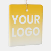 任意の色の背景 | 白いグラデーションとロゴ セラミックオーナメント (右)